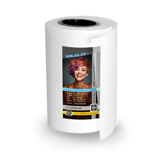 H-DTF/ROLL/300: Direct-to-Film 30cm Wide DTF Film Roll, 100 Meter Rolled PET Transfer Films 80U (0.08mm Thickness CIS Cold Peel, Print on Frosted Side, 120-130°C Bake, 150-180°C Press ~10S)
